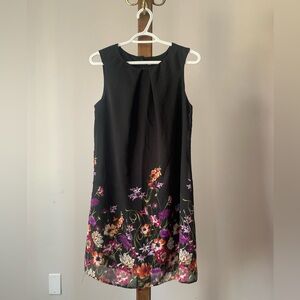 BLACK SHEATH DRESS | Floral Pattern | Sz 12